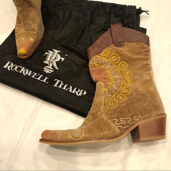 Rockwell Tharp Brown Embroidered Cowboy Boots - Picture 2 of 4